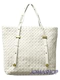 51xvN2ZVdpL. SL160  Bottega Veneta Woven Cream Leather Medium Shoppers Tote 162937/V00A2/9541