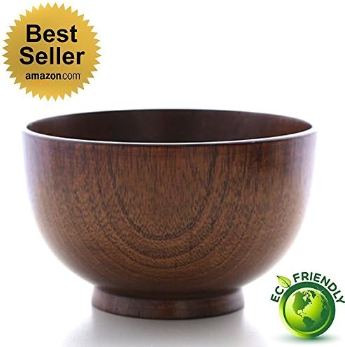 Eco Wooden Bowl - Most Classic Handcraft Bowl with Natural Color | Premium Natural Wood for Durability and Safe Usage | Cold and Heat Resistant | Dishwasher Safe Series | Natural Brown | 1016