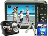 SVP Xthinn-8368 Black 10MP Max 3x Optical Zoom 3 LCD Digital Camera (1GB SVP High Speed SD Memory Card & Tripod Included)