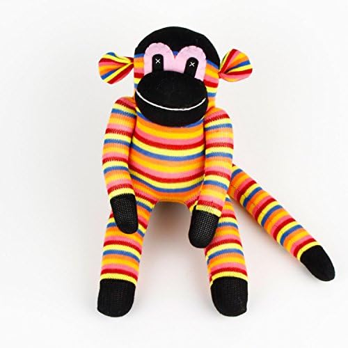 Handmade Yellow Striped Traditional Sock Monkey Doll Baby Gift Toy