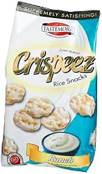 Tastemorr Snacks Crispeez Oven Baked Rice Snacks, Ranch Flavor, 3-Ounce Bags (Pack of 12)