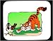 Decorated Mouse Pad with animals, hunting, cat, chasing, sparrow, pet, bird