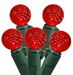 Set of 50 Red LED G12 Berry Fashion Glow Christmas Lights - Green Wire