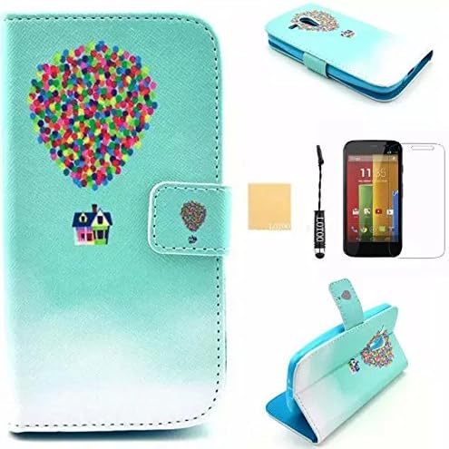 LOTOO(TM) New Protective PU Leather slot wallet stand flip Cover Skin Case &amp; Holder For Motorola Moto G, with Screen Protector, Stylus and Cleaning Cloth BK