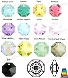 Swarovski Strass Golden Teak Octagon Lily With Lazer Logo Etched 14mm 2 hole # 8116-14 Set of 10pc