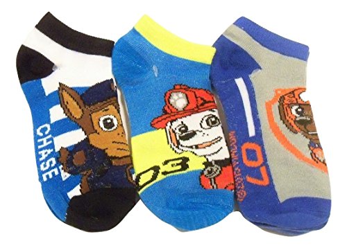 Paw Patrol 3 Socks ~ Size 6-8 (Chase Blue Stripe, Marshall 03, Zuma Blue Edge)