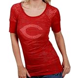 MLB Touch By Alyssa Milano Cincinnati Reds Ladies Red Rhinestone Logo Sheer Burnout Premium T-shirt (Medium)