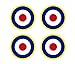 Set of 4 Remote Control (RC10) Yellow Red Blue White RAF Roundels 4