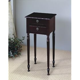 Traditional Cherry Finish Plant Stand Side Table with Storage by visiondecor Furniture