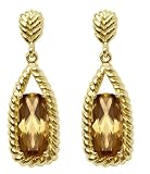 14k Yellow Gold Cognac Quartz Earrings by Duneier of NY