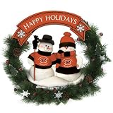 20" NFL Cincinnati Bengals Snowman Couple Christmas Berries & Pine Cones Wreath