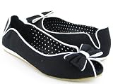 Steve Madden Trixx Black Fabric Flats with White Trim