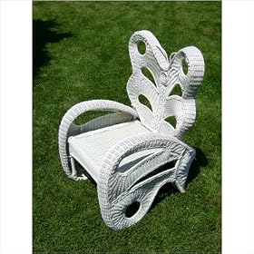 Flower House FHWCHW Butterfly Chair Wicker White
