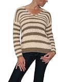 Women's Vince Double V-Neck L/S Cashmere Sweater in Buttermilk/Taupe