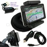 Chargercity OEM Beanbag Friction Mount Kit for Garmin Nuvi 3790 3790T 3760 3760T 3750 3750T 3710 3710T 3700 3700T GPS w/ Micro USB Card Reader, Bracket Cradle, Car Charger Vehicle Power Cable & Portable Garmin Dashboard Friction Mount (Manufacture Direct Replacement Warranty)