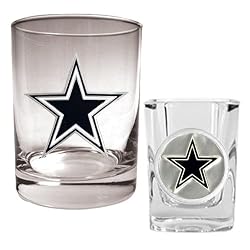 Dallas Cowboys 14oz Rocks Glass & 2oz Shot Glass Set - Primary logo (35mm on GSS) NFL Football