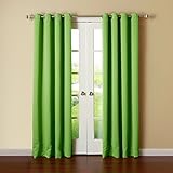 Best Home Fashion Thermal Insulated Blackout Curtains - Antique Bronze Grommet Top - Green - 52"W x 84"L - Tie backs included (Set of 2 Panels)