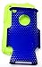 iPhone 3 Phone Case, Bastex Heavy Duty Hybrid Soft Green Silicone Gel Cover Hard Navy Blue Mesh Case for iPhone 3, 3G, 3S, 3GS