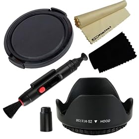52mm Tulip Flower Lens Hood For Digital Cameras Pentax Nikon Olympus + Cleaning Lens Pen + Black Microfiber Cleaning Cloth + Free Extra JB Yellow Microfiber Cleaning Cloth