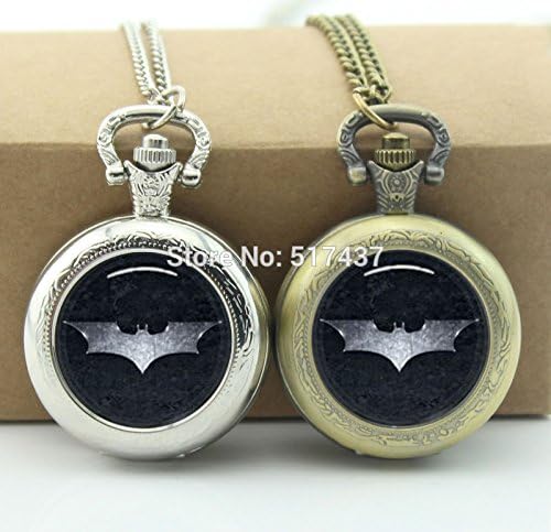 Pretty Lee Batman Pocket Watch Necklace Photo Locket Necklace Vintage Pocket Watch Necklace Silver