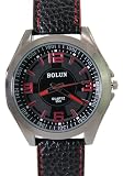 Bolun - Montre Homme - Quartz - Synth??tique - Superbe Bracelet en cuir noir Cadran