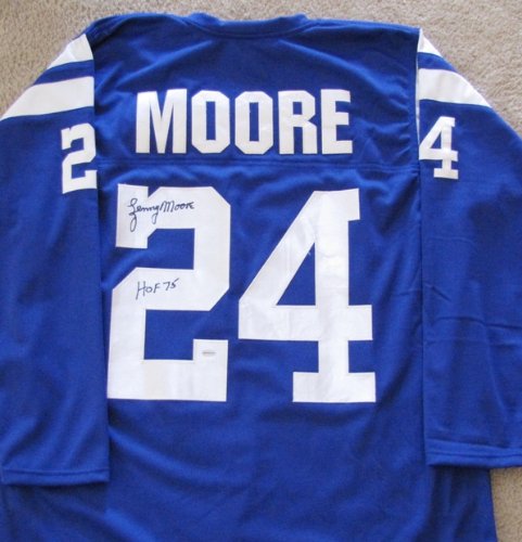 Lenny Moore Autographed Blue Jersey - Baltimore Colts