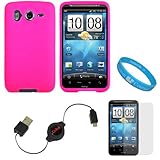 Hot Pink Rubberized Soft Silicone Skin Cover Case for AT&T Wireless New HTC ....
