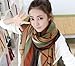 Leegoal Square Stripe Printing Voile Scarves Wrap Shawl, Coffee