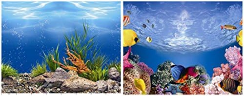 9094 24" x 60" Double Sided Fish Tank Aquarium Background Sea World / Sea Bed Wood