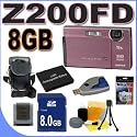 Fujifilm Finepix Z200FD 10.0MP 5x Optical Zoom Digital Camera (Pink) BigVALUEInc Accessory Saver 8GB NP-45 Lithium Battery/Rapid Charger Bundle + MORE