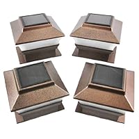 Set of 4 Bronze Finish Solar Power Light for 4 x 4 Deck & Post Cap