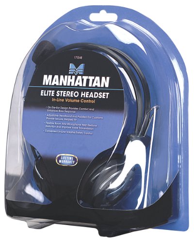 Manhattan Elite Stereo Headset mit Lautst&auml;rkeregelung) schwarz/blau Preisvergleich