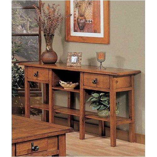 Distressed Oak Sofa Table with Storage Drawers By Coaster Furniture