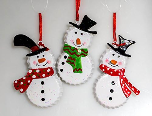 Bottle Cap Snowman Ornament Set of 3
