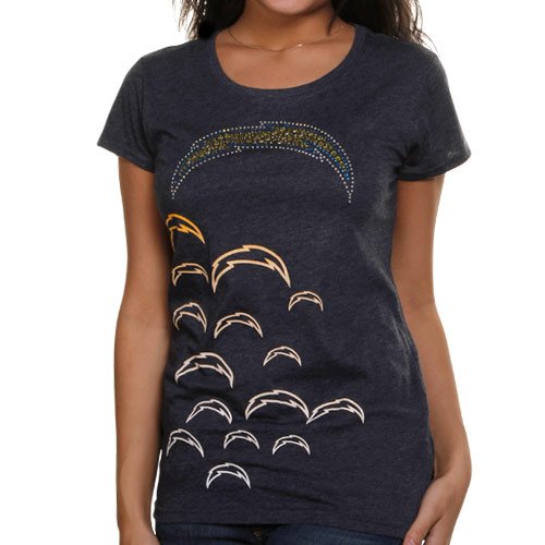 Reebok san diego chargers Ladies Multi Rhinestone Logo Premium T-shirt (M)