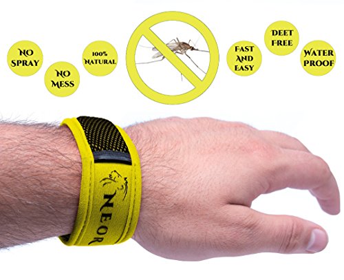 Mosquito Repellent Bracelet by Neor - Natural Insect Repeller with 4 Refills - Pest Control for Travel - Easy To Use, Safe for Kids - no Spray, no Deet, Waterproof (Yellow)