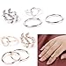 4pcs Fashion New Women Girl Rhinstone Heart Leaves Leaf Circle Knuckle Rings Set