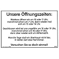 PST-Schild - Unsere �ffnungszeiten - Schild Spa�schild HSK Spassschild Spass Funschild Fun Fun-Schild T�rschild T�r Kunststoff Kunststoffschild Geschenk Geburtstag