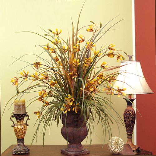 Golden Dendrobium Silk Orchids and Grasses O108-85