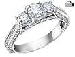Diamond Engagement Ring and Three Stone Anniversary Ring 1.25 Carat (ctw) in 14K White Gold