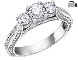 Diamond Engagement Anniversary Three Stone Ring 1.25 Carat (ctw) in 18K White Gold