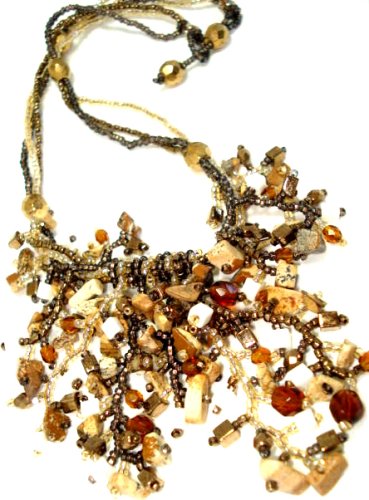 Click here to buy Crystal Glass Stone Brown Gemstone Beaded 18 Necklace Creation - Fair Trade.