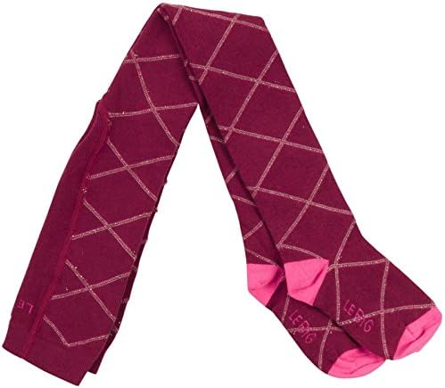 LEBIG Big Girls' Argyle Tights (Toddler/Kid) - Deep Red - 7/8 Years