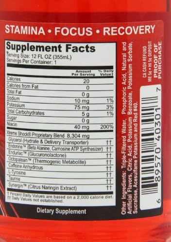 Advanced Nutrient Science Intl Xtreme Shock, Fruit Punch, 12-Ounce, 12-Count, Zero Sugar