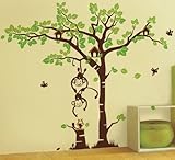 Pop Decors Removable Vinyl Art Wall Decals Mural for Nursery Room, Playing Monkeys and Squirrel in T