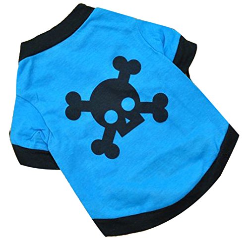 Binmer(TM)Dog Clothes New Cute Dog Pet Cat Spring Summer Pet T-Shirt Clothes Puppy Clothing (Blue, M)