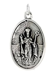Sterling Silver Saint Ignatius Medal Pendant 1 X 5/8 inch (24 mm X 16 mm).
