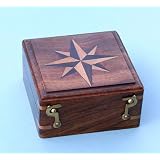 Large Hardwood Case with Hand Inlaid Compass Rose