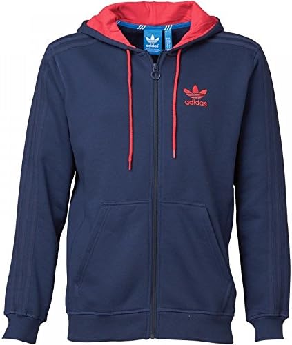 adidas Originals Mens Trefoil Hooded Flock Track Top Ink - S To Fit Chest 36-38 (91-96cm)