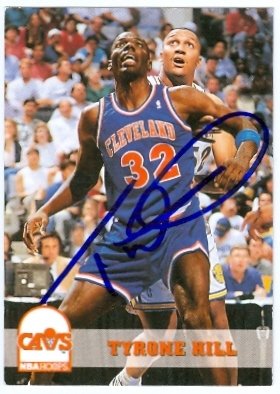 Tyrone Hill Autographed/Hand Signed Basketball card (Cleveland Cavaliers) 1994 Hoops #316